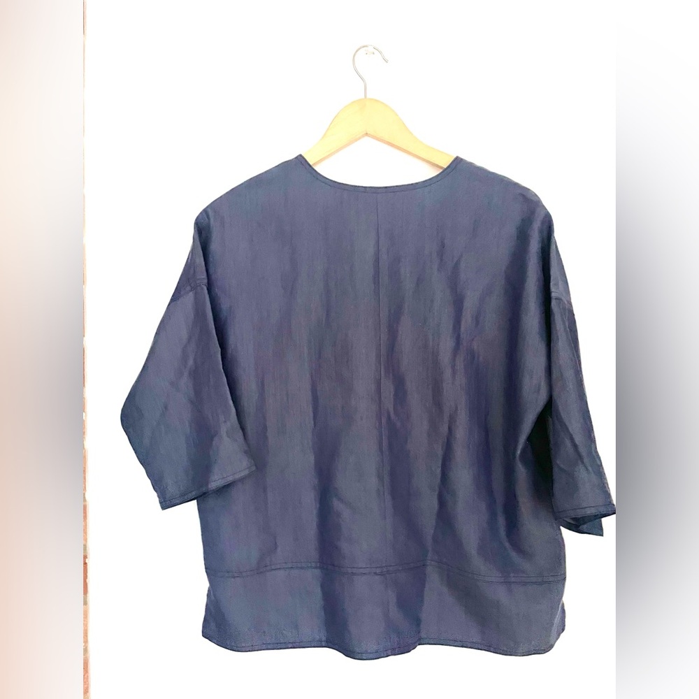 Vince Denim Blue Boxy Drop Shoulder Blouse Size small   Top - Picture 3 of 7